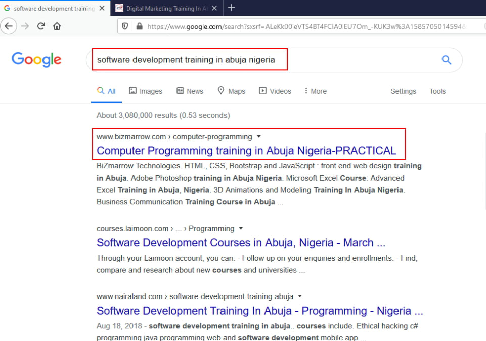 software development training search